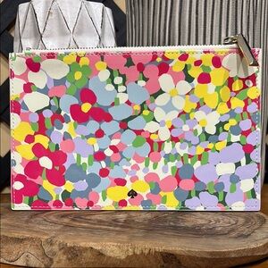 Kate Spade Floral Dot Pencil Pouch Or Clutch EUC